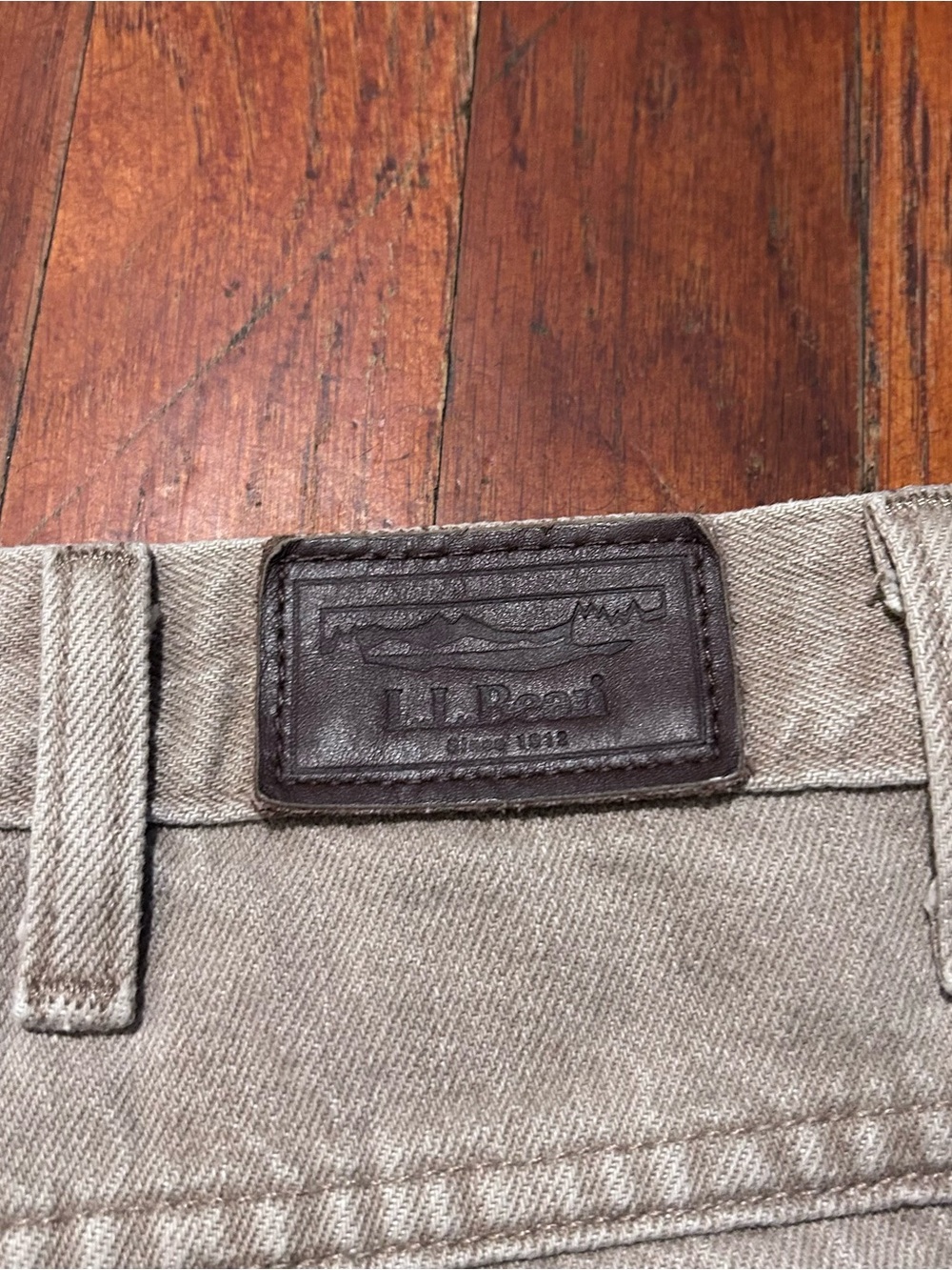 Vintage L.L. Bean Double L Outdoor Gorpcore Baggy Tan Khaki Denim Jeans 34x29 - Picture 5 of 13